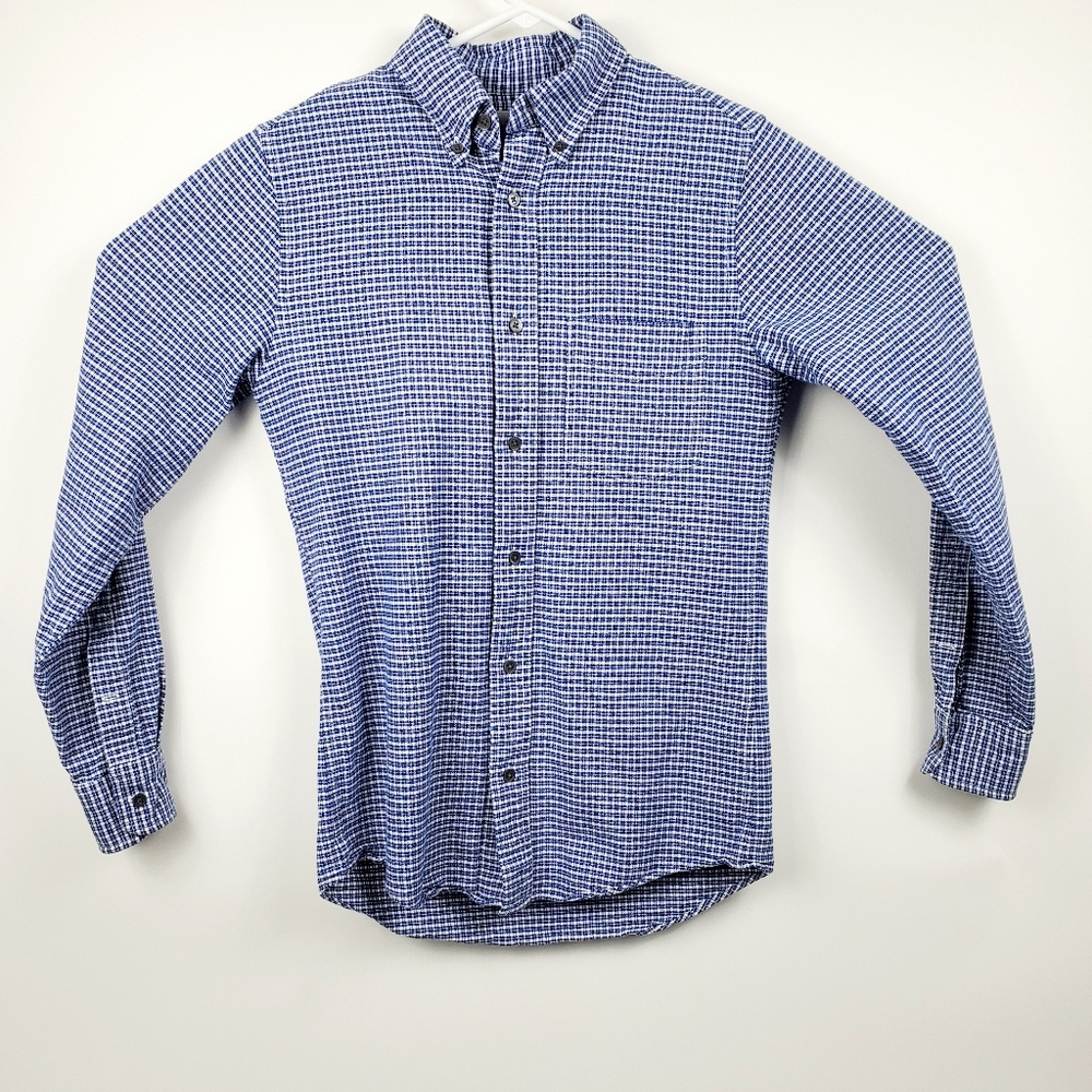 Jack Spade  Blue Mens Sz XS Plaid Button Down Cott